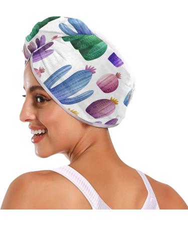 Colorful Cactus Microfiber Hair Turban - Quick Dry 2 Pack for Women & Girls | 9.5 x 24 - International Shipping Available - Buy Online on GoSupps.com