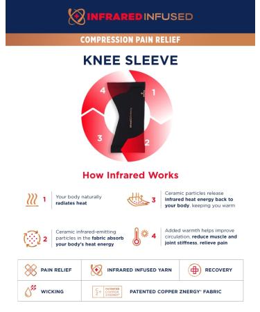 Tommie Copper Core Compression Infrared Knee Sleeve - Unisex - Black - Large - Buy Online on GoSupps.com