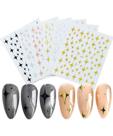 6 Sheets Self-Adhesive Stars Nail Art Stickers - Holographic Laser Design Decals for Women and Girls - DIY 3D Nail Art Decoration Supplies - Buy Online on GoSupps.com