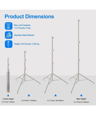 US 280cm Heavy Duty Stainless Steel Light Stand Tripod for Studio Softbox  Flash