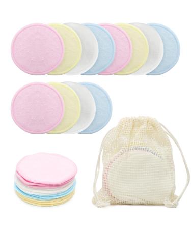 Makeup remover pads 12 pieces of snack pads washable with laundry bag reusable cosmetics pads licking pads washable made of bamboo face super soft facial cleaning pads for facial cleaning