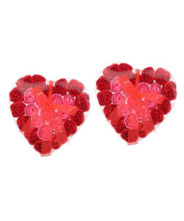 POPETPOP 2pcs Valentine's Day Present Valentines Day Flower Bouquet Never Withered Roses Floral Scented Bath Soap Preserved Rose Flower Scented Rose Petals Asmr Delicate Flowers Soap Flower 1 count (Pack of 1) As Shownx2pcs