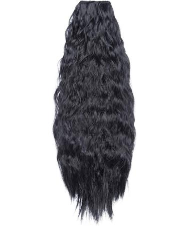 18 Inch Long Curly Ponytail Extension Corn Wavy Drawstring Ponytail Hair Extensions Hair Pieces for Women Dark Black - Buy Online on GoSupps.com