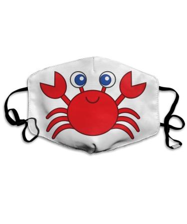 Cute Cartoon Crab Washable Reusable Mask Cotton Anti Dust Half Face Mouth Mask For Kids Teens Men Women With Adjustable Ear Loops