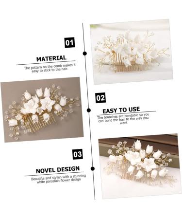 Ipetboom Wedding Hair Comb Bridal Hair Comb White Zinc Alloy Wedding Bride Wedding Hair Piece - Buy Online on GoSupps.com