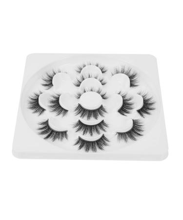 minkissy 7 Pairs Fake Eyelashes Curly Eyelashes False Lashes Cat Eyes Look Lashes Fluffy Thick Eyelashes Reusable False Eyelashes Dense Eyelashes Art Eyelashes Slim Imitation Set 6d