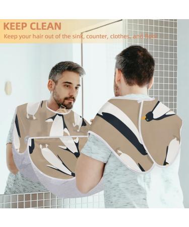 Cartoon Penguins Beard Bib Apron for Men - Non-Stick Waterproof Beard Hair Catcher with Suction Cups | Ideal Grooming Gift - Buy Online on GoSupps.com
