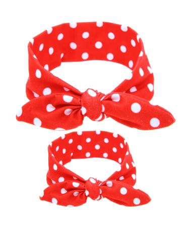 Rosie the Riveter Headbands for Women Baby Girl Cute Soft Stretch Headbands Knotted Rabbit Headwear Bandana for Mom & Baby Red Polka Dot 01 Red Polka Dot 2 Piece Assortment