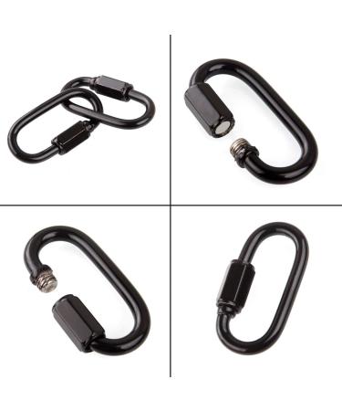 6 Pcs M4 Black Carabiner Chain Quick Links Connector 4mm Thickness Oval Stainless Steel Locking Carabiner Screw Lock Clip By STARVAST for Swing Play Set and Outdoor Equipment - Buy Online on GoSupps.com