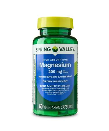 4 TOP CARE Magnesium Sleep Support Bone & Joint Health Dietary Supplement Vegetarian Capsules 200 mg 60 Count