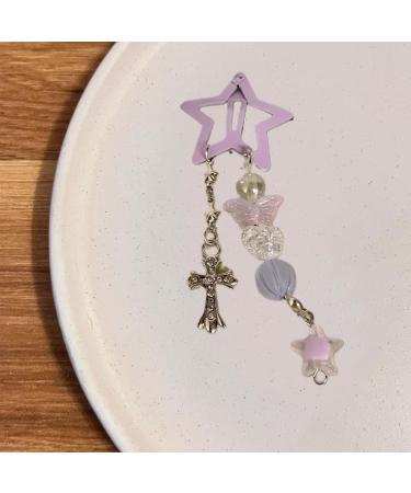 xbiez Y2K Beads Pendant Star Shape Hair Clip Summer Hair Clip for Woman Girls Taking Photo Bangs Hair Barrettes Anti-slip Pink - Buy Online on GoSupps.com