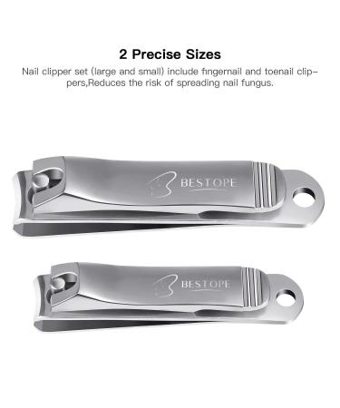 BESTOPE Nail Clipper Set | Sharp Stainless Steel Fingernail & Toenail Clippers for Men & Women | Durable Nail Trimmer in Silver & Chrome - Buy Online on GoSupps.com