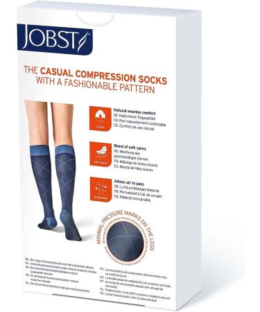 JOBST Casual Pattern Knee High Compression Socks - 20-30 mmHg Compression, Gunmetal Grey, X-Large Regular - Buy Online on GoSupps.com