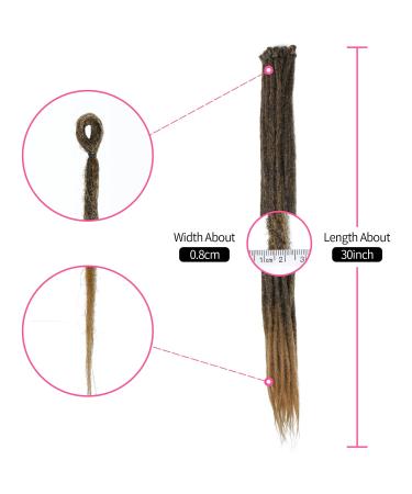 30 Inch Synthetic Dreadlocks Extensions - 20 Strands 0.8cm Crocheted Braided Hair | Soft Dreads Reggae & Hip-Hop Style | Two Colors MT1B-27# - Buy Online on GoSupps.com