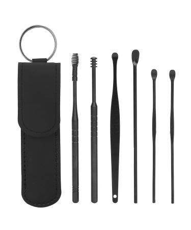 Early ward removal set portable ear witty remover set U-shape ear spoon spiral ear wax-cleaner tool set with storage case (black)