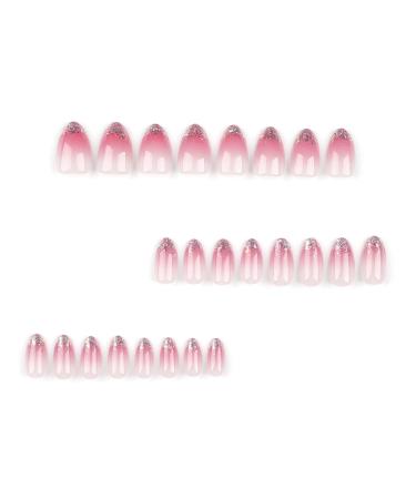 24 Pink Gradient Almond Press-On Nails - Full Cover Artificial Oval Acrylic Fingernails with Glue Sticker for Women & Girls - Nail Art Essentials - Buy Online on GoSupps.com