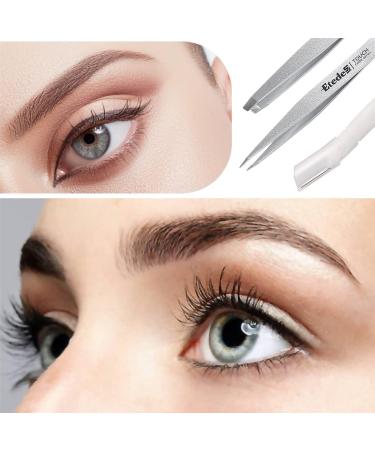 3-in-1 Precise Eyebrow Tweezers Set with Shiny Silver Finish for Women - Slant & Pointed Tweezers, Eyebrow Razor - Buy Online on GoSupps.com