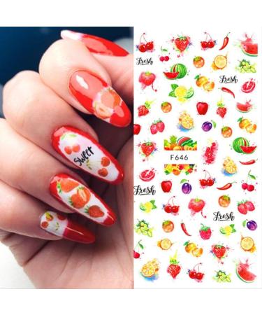 DIY Manicure Decor Summer Fruits Water Transfer Nail Salon Nail Tips Nail Decals Nail Stickers Self-Adhesive(D) - Buy Online on GoSupps.com