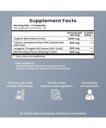 VB Health Drive Boost Sexual Health Supplement (120 Capsules) Support Stamina & Libido Made with Maca Tongkat Ali Tribulus Terrestris and Red Ginseng Made in The USA - Buy Online on GoSupps.com