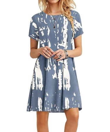Women's Casual Floral Print Dress - Summer Short Sleeve Beach Dress XX-Large Navy - Buy Online on GoSupps.com