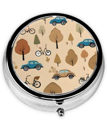 Car & Bicycle Printed Mini Round Pill Box | 3 Compartment Travel Organizer - Portable Pill Case for Home & Office - Buy Online on GoSupps.com