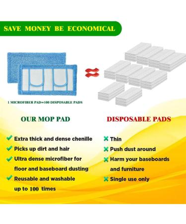 Klaqian 4 Pack Reusable Microfiber Mop Pads for Swiffer Sweeper | 10-12 Inch Flat Mop | Upgraded Wet Dry Cleaning Pads for Hard-Floor - Buy Online on GoSupps.com