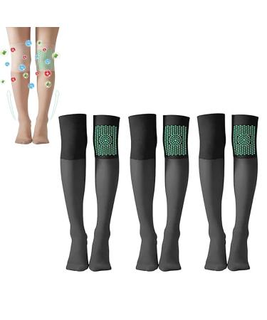 Drabex Ionic Correction Lymphatic Detoxification Long Tube Silk Stockings Over Knee Thigh Socks Anti-Snag Stockings Compression Knee Socks for Women.Black