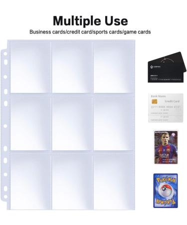 HERKKA Trading Card Sleeve Pages 100 Pack - 9 Pocket Storage Album Pages - 11 Hole Design - Fits 3 Ring Binder - High-Quality Protection for Your Trading Cards - Buy Online on GoSupps.com