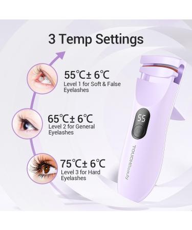TOUCHBeauty Heated Eyelash Curler Rechargeable Electric Eyelash Curler with LED Display 3-Level Adjustable Temperature Rechargeable Natural Curling 24H Long Lasting for Women AG-2316purple - Buy Online on GoSupps.com