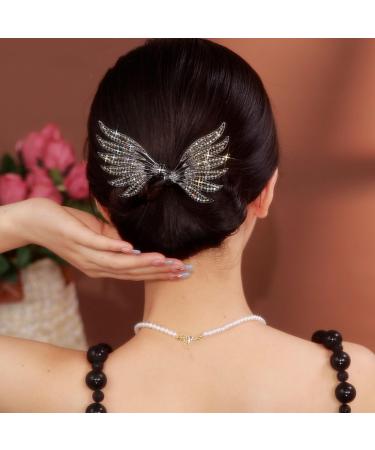 Rhinestones Inlaid Hair Twister Women Exquisite Non-slip Hairpin Elegant Lazy Curler Hair Accessories Black - Buy Online on GoSupps.com