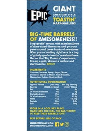 Giant American Marshmallow Toasting Kit: 500g Epic Roasting Marshmallows & 80 Bamboo Skewers - Buy Online on GoSupps.com