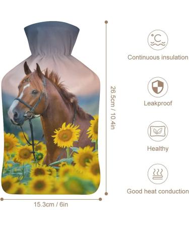 Buy Sunflower Horse Hot Water Bottle with Plush Cover | Hand Warmer for Adults & Kids - 26.5x15.3cm | International Shipping Available - Buy Online on GoSupps.com