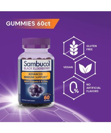 Sambucol Black Elderberry Gummies â€“ Immune Support with Vitamin C & Zinc â€“ 60 Natural Berry Gummies - Buy Online on GoSupps.com