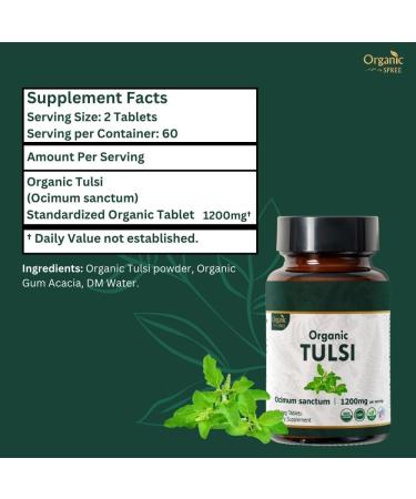 ORGANIC SPREE Brahmi & Tulsi Supplement 120 Tablets Each USDA Organic Bacopa Monnieri & Holy Basil - Buy Online on GoSupps.com