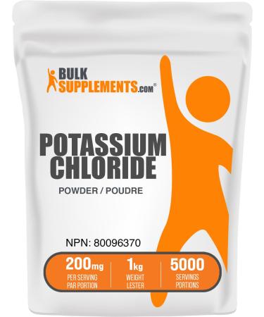 BulkSupplements.com Potassium Chloride Powder - Potassium Supplement Powder Potassium Chloride Salt Substitute Potassium Salt - Gluten Free 200mg per Serving 1kg (2.2 lbs) (Pack of 1)
