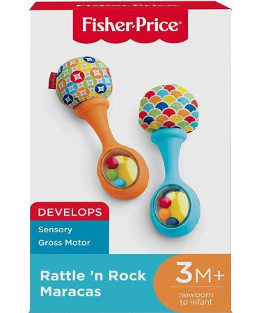 Fisher-Price Maracas Set of 2 Newborn Baby Toys - Blue and Orange Rattle 'N Rock Maracas for Ages 0-6 Months - Buy Online on GoSupps.com