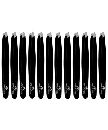 12 Piece Slant Tweezers Set | Bulk Pack Stainless Steel Eyebrow Tweezers | Wholesale Black Multipack | Precision Slant Tip | Variety Pack of 12 | Women's Brow Tweezers - Buy Online on GoSupps.com