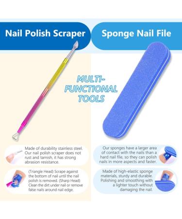 Gel Nail Polish Remover Set - Quick Peel Off in 3-5 Min | Safe for Gel & Acrylic Nails with Sponge File & Scraper - 3 Piece Essential Kit - Buy Online on GoSupps.com