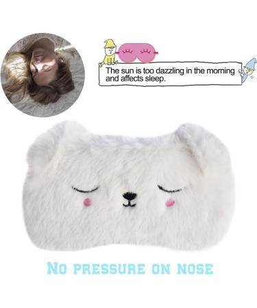 Ulife Mall Cute 3D Pure White Puppy Kids Eye Masks Fluffy Soft Silk Plush Pure White Puppy Sleep Eye Mask Plush Cartoon Eye Cover Novelty Personalised Travel Blindfold for Girls Boys Women- White Pure White_puppy - Buy Online on GoSupps.com
