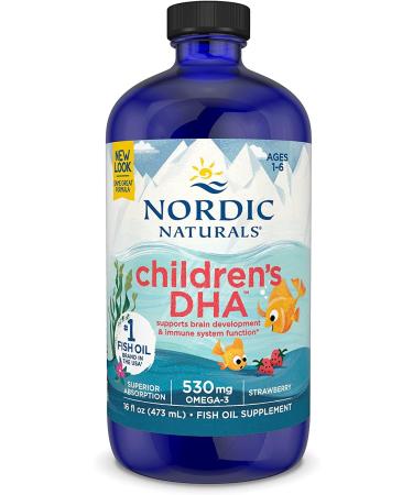 Nordic Naturals Children s DHA Strawberry - 473ml for Kids - 530 mg Omega-3 with EPA & DHA - Brain Development & Function - Non-GMO - 192 Servings