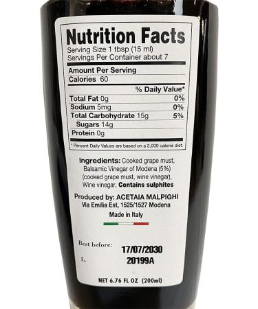 Acetaia Malpighi Saporoso 200ml: Premium Balsamic Vinegar - Buy Online on GoSupps.com