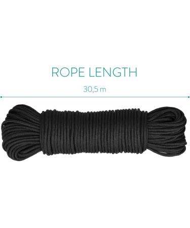 Navaris Outdoor Survival Rope - 4mm x 30.5m Tearproof Camping & Fishing Cord in Black - Versatile All-round Application - Buy Online on GoSupps.com
