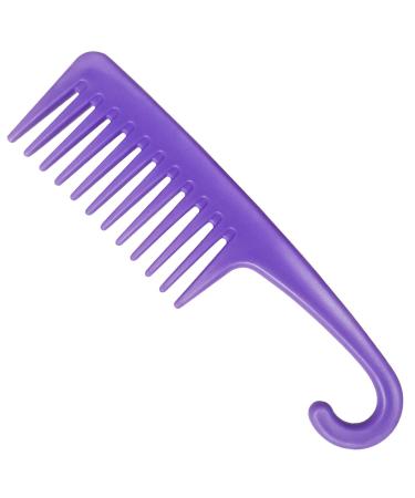 Wapodeai Wide Tooth Comb Detangling Hair Brush Premium Care Handgrip Comb Apply to For Curly Wet Dry Thick Hair Etc. (Purple)