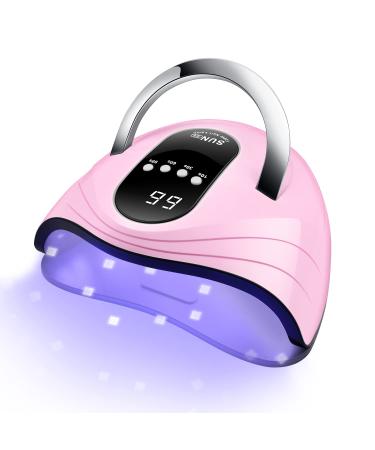 Sunrich UV Gel Nail Lamp 120W LED Nail Light Fast Nail Dryer for Gel Polish Curing with 4 Timers Portable Handle Large Space Automatic Sensor(Pink)