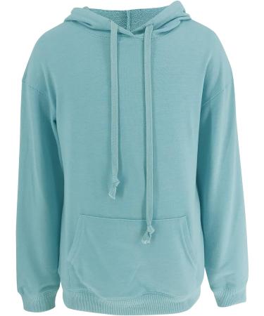 Bingerlily Girls Casual Hoodies | Lightweight Long Sleeve Pullover | Solid Sweatshirt with Pocket | Light Blue 13 Years - Buy Online on GoSupps.com