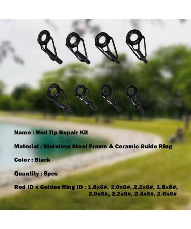 Fishing Rod Repair Kit - 8pcs Stainless Steel Rod Tip Replacement Kit with Ceramic Rings - Buy Online on GoSupps.com