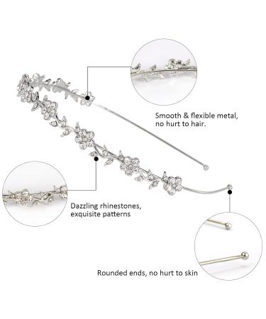 Wecoe 4 Pack Silver Rhinestone Headband Set | Crystal Wedding Headpiece for Flower Girl, Bridal, and Women | Metal Headband with Flower, Leaf, and Butterfly Designs - Buy Online on GoSupps.com