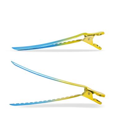 Vellen Hair Clips 10 Pack - Professional Styling Metall Hair Clips - Yellow/Aqua Ombre Design - Buy Online on GoSupps.com