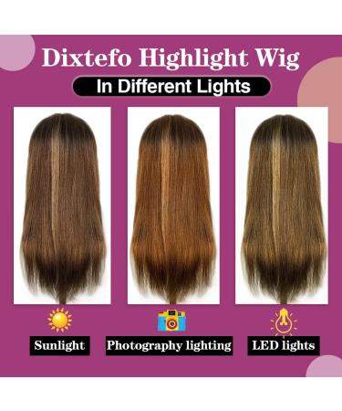 Dixtefo Highlight HD Transparent Lace Front Wig 16 | 9A Brazilian Straight + T-Part Closure | Pre Plucked 150% Density | Human Hair for Black Women - Buy Online on GoSupps.com