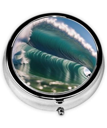Surfing Printed Mini Round Pill Box | 3 Compartment Portable Pill Organizer for Travel Home & Office - Buy Online on GoSupps.com
